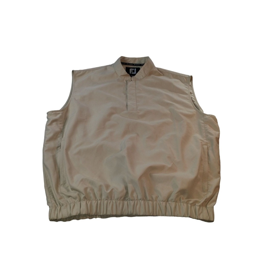 FootJoy Vest Mens M Medium Tan Beige Golf Windshirt Sleeveless Pullover Athletic